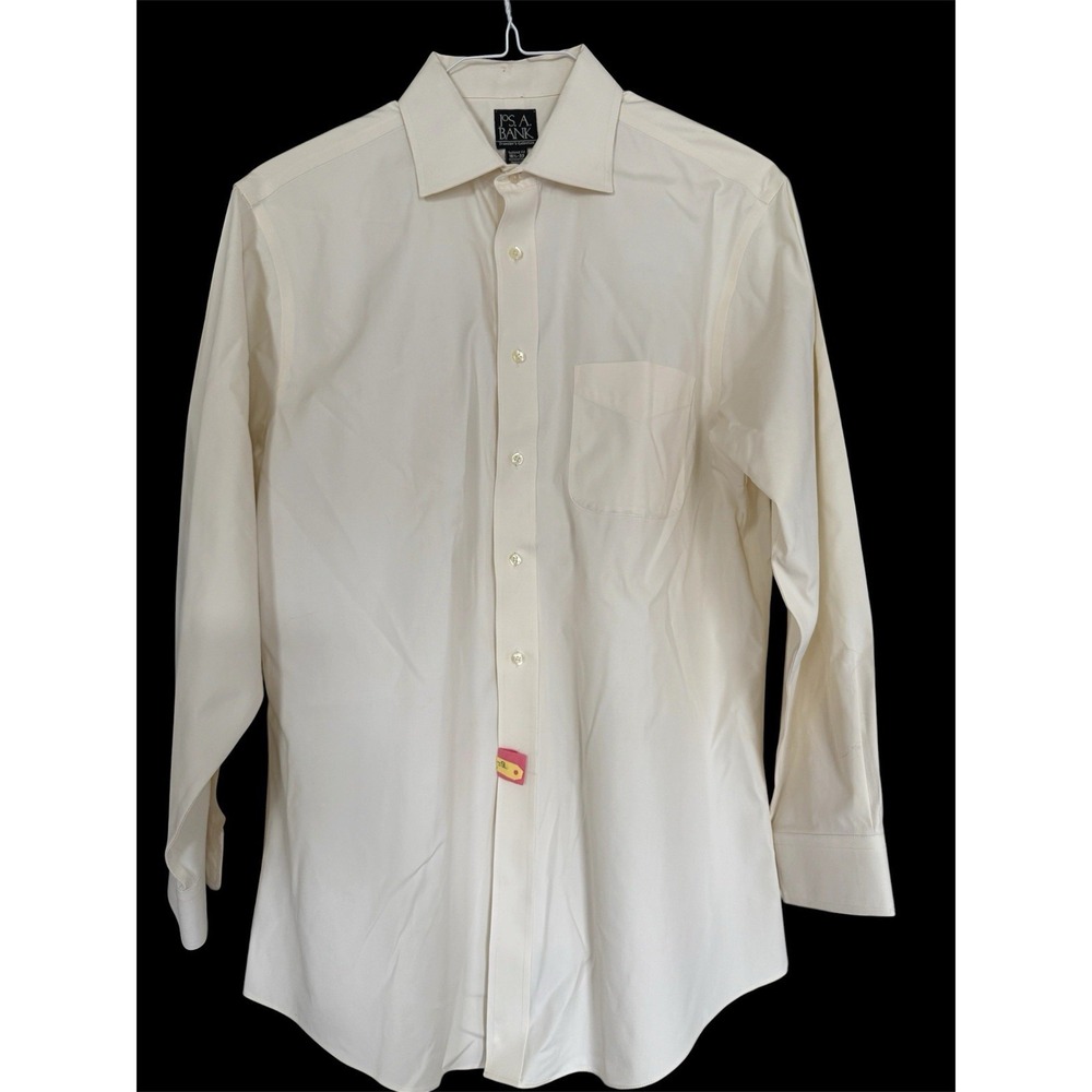 Jos.A. Bank Tailored Fit Beige/yellow Dress Shirt 16-1/2-33 Cotton